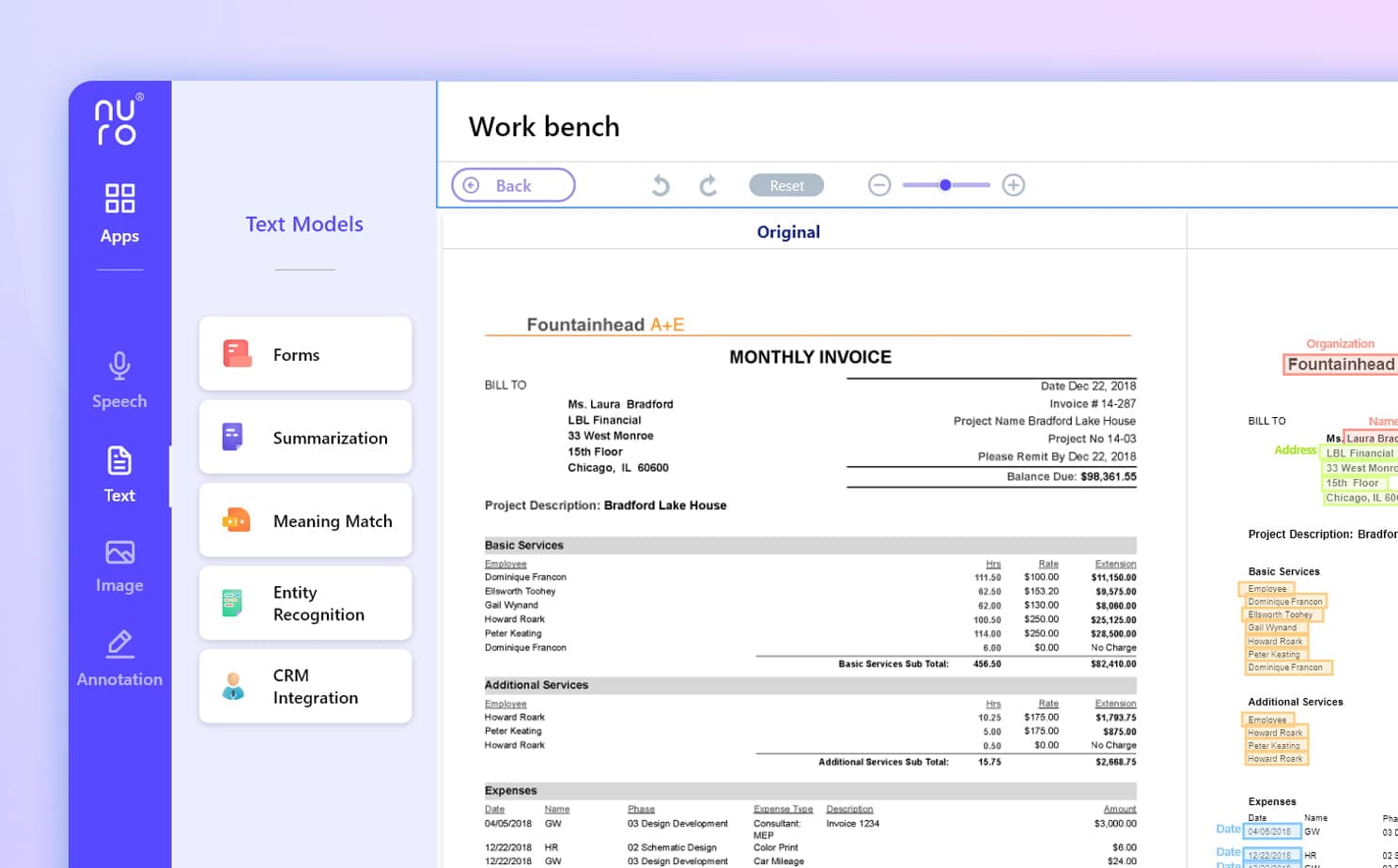 OCR Platform dashboard