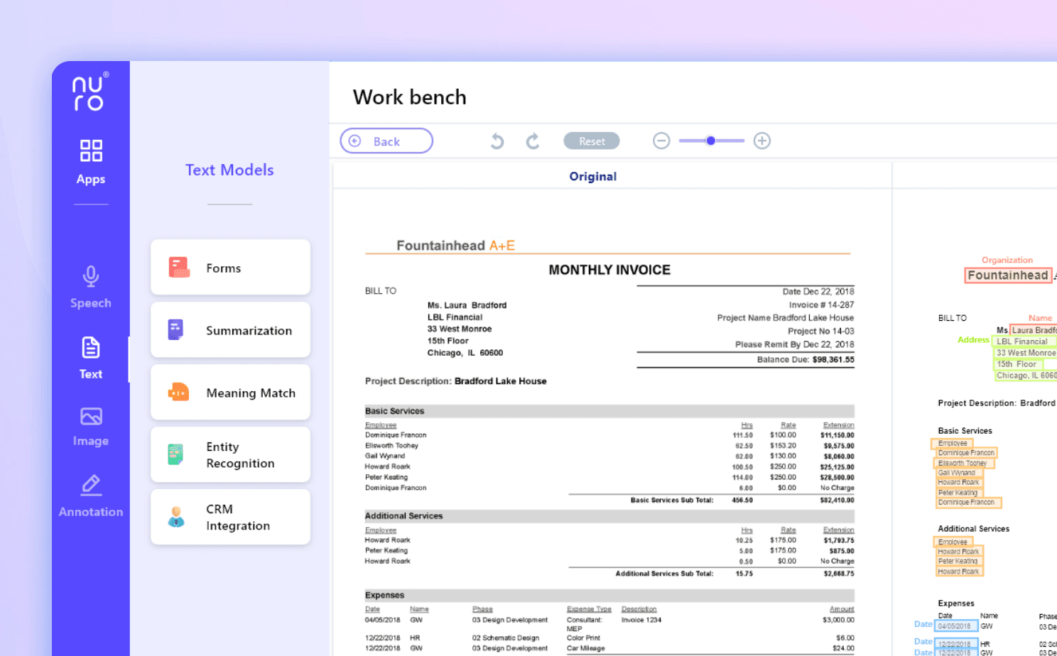 OCR Platform dashboard